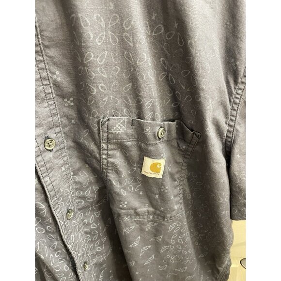 Carhartt Rugged Flex Shirt Mens Size Xxl Gray Button Up Relaxed Fit Bandana - Picture 5 of 8